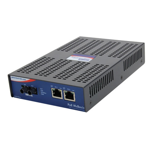 Standalone PoE Media Converter, 100Mbps, Single mode 1310nm, 40km, ST, AC adapter (also known as PoE McBasic 852-11716)